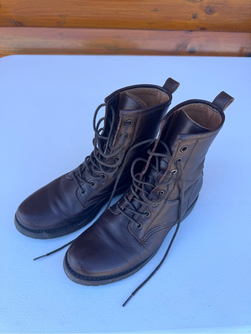 Frye Brown Leather Lace-Up Women's Boots